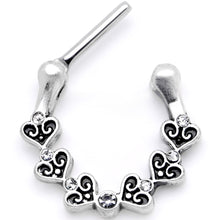 Load image into Gallery viewer, 16G 5/16Clear CZ Ring of Hearts Septum Clicker