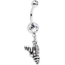 Load image into Gallery viewer, Clear Aurora Gem Mystery Ray Gun Dangle Belly Ring