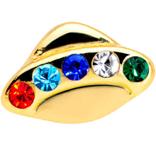 Load image into Gallery viewer, 16G 1/4 Multicolor Gem Gold Tone UFO Cartilage Tragus
