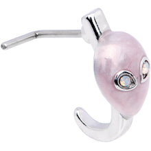 Load image into Gallery viewer, 20G White Faux Opal Pink Alien Faux Hoop L Shaped Nose Ring