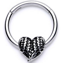 将图片加载到图库查看器,16G 3/8 Textured Geometric Heart Hinged Segment Ring