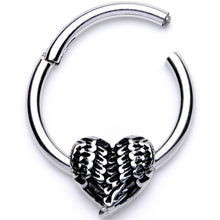 将图片加载到图库查看器,16G 3/8 Textured Geometric Heart Hinged Segment Ring