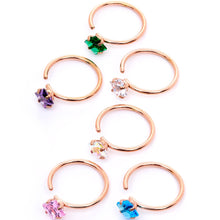 Load image into Gallery viewer, 20G 5/16 Pastel Gem Rose Gold Tone Nose Hoop Set of 6