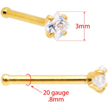 Load image into Gallery viewer, 20G 1/4 Clear Square Gem Gold Tone Nose Bone Set of 6