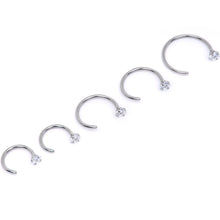 Load image into Gallery viewer, 20G Clear Gem Rhombus Multiple Size Nose Hoop Set of 5