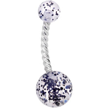 将图片加载到图库查看器,Clearly Coiled Black Glitter Explosion Twisted Belly Ring