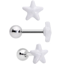 Load image into Gallery viewer, 16G 1/4 Yellow White Glow Star Hand Cartilage Earring Set of 3