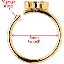 Load image into Gallery viewer, 20G 5/16 Gold Tone Blue Crescent Moon and Stars Nose Hoop