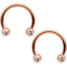 Load image into Gallery viewer, 14G White Faux Opal Rose Gold Tone Sun Moon Nipple Ring Set of 4