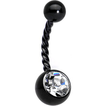 Load image into Gallery viewer, Clear Gem Black Twisted Red Anatomical Heart Belly Ring Set of 2
