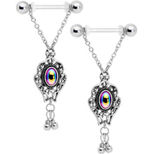 Load image into Gallery viewer, 14G Aurora Orb Victorian Virtue Dangle Barbell Nipple Ring Set