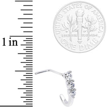Load image into Gallery viewer, 20G Clear CZ Gem Trio Hearts Faux Hoop L Shaped Nose Ring
