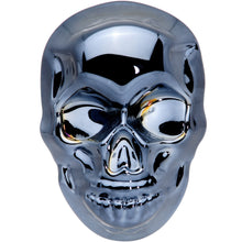 Load image into Gallery viewer, Dark Blue Glass Smiling Halloween Skull Double Flare Plug Set