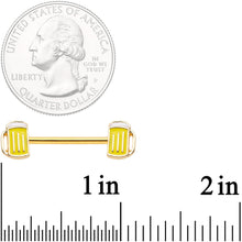 Load image into Gallery viewer, 5/8 Gold Tone St Patricks Day Frosty Beer Mug Barbell Nipple Ring Set