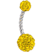 Load image into Gallery viewer, Clear Yellow Gem Gold Tone Thoroughly Twisted Belly Ring Set of 3