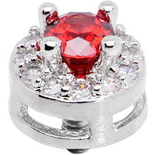 Load image into Gallery viewer, 14G Clear Red CZ Two Tier Externally Threaded Dermal Anchor Top