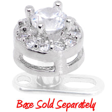 Load image into Gallery viewer, 14G Clear CZ Gem Two Tier Externally Threaded Dermal Anchor Top