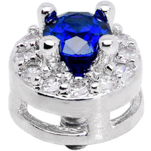 Load image into Gallery viewer, 14G Clear Blue CZ Two Tier Externally Threaded Dermal Anchor Top