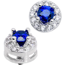 Load image into Gallery viewer, 14G Clear Blue CZ Two Tier Externally Threaded Dermal Anchor Top