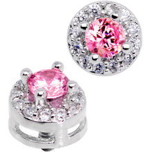 Load image into Gallery viewer, 14G Clear Pink CZ Two Tier Externally Threaded Dermal Anchor Top
