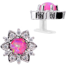 Load image into Gallery viewer, 14G Pink Faux Opal Floral Glam Dermal Anchor Top
