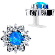 Load image into Gallery viewer, 14G Blue Faux Opal Floral Glam Dermal Anchor Top