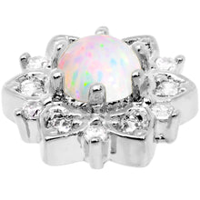 Load image into Gallery viewer, 14G White Faux Opal Floral Glam Dermal Anchor Top