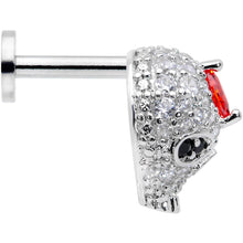 Load image into Gallery viewer, 16G 1/4 Clear Red CZ Gem Punk Skull Labret Monroe Tragus
