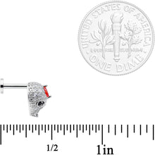 Load image into Gallery viewer, 16G 1/4 Clear Red CZ Gem Punk Skull Labret Monroe Tragus