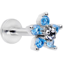 Load image into Gallery viewer, 16G 5/16 Clear Blue CZ Gem Star Internally Threaded Labret Tragus