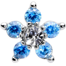 Load image into Gallery viewer, 16G 5/16 Clear Blue CZ Gem Star Internally Threaded Labret Tragus