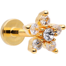 Load image into Gallery viewer, 16G 1/4 Clear CZ Star Gold Tone Internally Threaded Labret