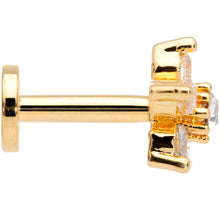 Load image into Gallery viewer, 16G 1/4 Clear CZ Star Gold Tone Internally Threaded Labret