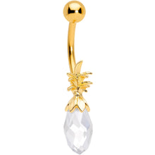 Load image into Gallery viewer, Clear Gem Gold Tone Pineapple Belly Ring Set of 4 Bonus Pack