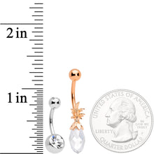 Load image into Gallery viewer, Clear Gem Rose Gold Tone Pineapple Belly Ring Set of 4 Bonus Pack