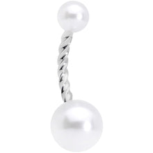 Load image into Gallery viewer, White Pearlescent Totally Twisted Belly Ring