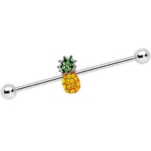 将图片加载到图库查看器,14G Yellow Green Gem Pineapple Twisted Industrial Barbell Set