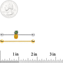 将图片加载到图库查看器,14G Yellow Green Gem Pineapple Twisted Industrial Barbell Set