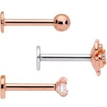 Load image into Gallery viewer, 16G 5/16 Clear Gem Flower Internally Threaded Labret Set of 3