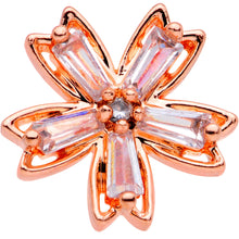 Load image into Gallery viewer, 16G 5/16 Clear CZ Gem Rose Gold Tone Flower Labret Monroe Tragus