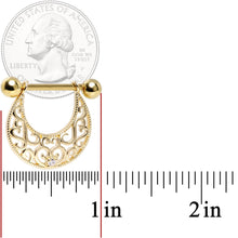 Load image into Gallery viewer, 14G 9/16 Clear CZ Gem Gold Tone Abstract Heart Nipple Shield Set