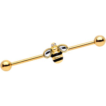 Load image into Gallery viewer, 14G Clear Gem Gold Tone Bumblebee Bling Industrial Barbell 38mm