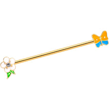 Load image into Gallery viewer, 14G Multicolor Gold Tone Butterfly Flower Industrial Barbell 38mm