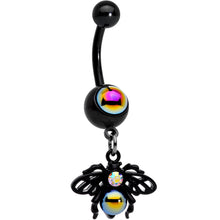 Load image into Gallery viewer, Aurora Gem Black Busy Busy Bee Dangle Belly Ring