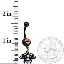 Load image into Gallery viewer, Aurora Gem Black Busy Busy Bee Dangle Belly Ring