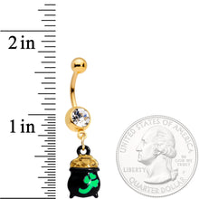 Load image into Gallery viewer, Clear Gem Gold Tone Pot o Gold St Patricks Day Dangle Belly Ring