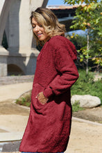Load image into Gallery viewer, Red Double Take Full Size Hooded Teddy Bear Jacket with Thumbholes Ultra-Cozy & Stylish Comfortable Outerwear