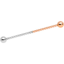 将图片加载到图库查看器,14G Rose Gold Tone Steel Two Tone Twisted Industrial Barbell 38mm
