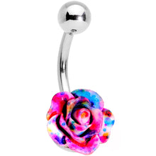 Load image into Gallery viewer, Clear Gem Multicolor Three Dimensional Flower Belly Ring Set of 3
