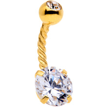 Load image into Gallery viewer, Clear Gem Gold Tone Totally Twisted Belly Ring Set of 2